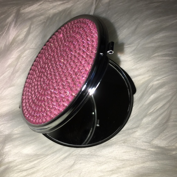 Compact mirror crystal pink purse metal double - Picture 4 of 8